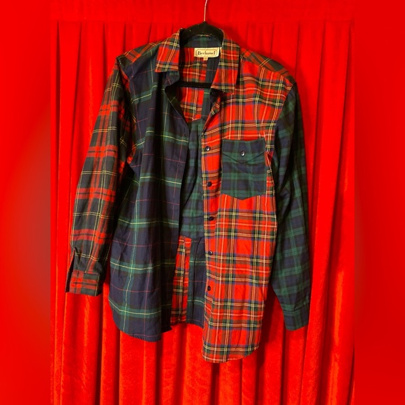 Vintage mismatched plaid button shirt - Picture 2 of 9
